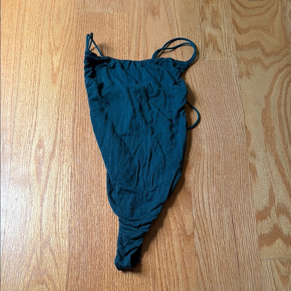 Dark Teal High-Cut Open Back Strappy Body Suit